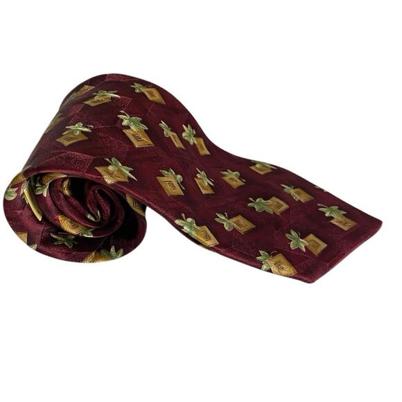 VILLA BOLGHERI ITALIA SILK TIE RED Geometric Election 3D - 100% Silk - Picture 1 of 11